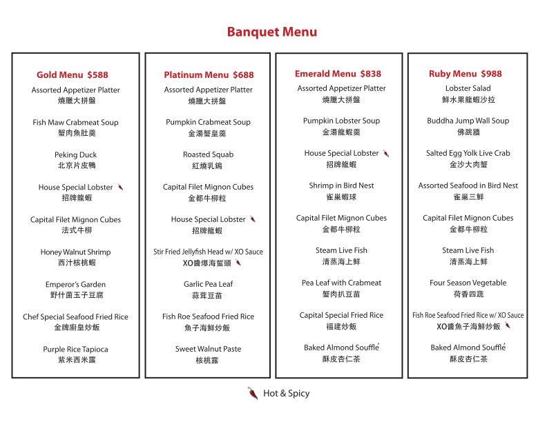 pre fixe menu